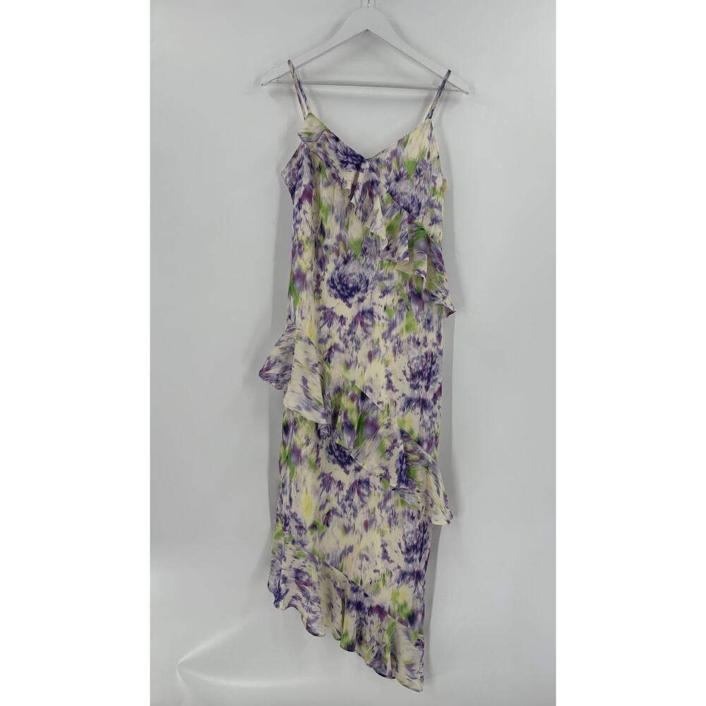 NWT Scoop Dress Womens 4/6 White Purple Green Asymmetrical Maxi Sleeveless 90s